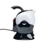 Uccello Tipping Kettle - Black and White, Side View